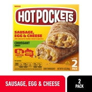 Hot Pockets Sausage, Egg & Cheese Croissant Crust Frozen Breakfast Sandwiches, Breakfast Hot Pockets Made with Cheddar Cheese, 2 Count 8.5 oz