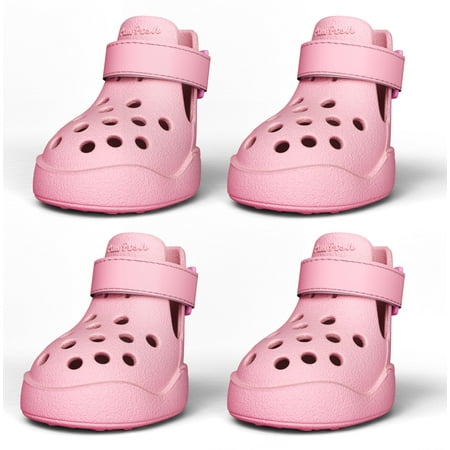 Dog Shoes: Non-Slip FEV6 Waterproof Sandals for Hot Pavement  Breathable Perforated Boots  Large/Medium/Small Sizes  Ideal Paw Protector  Outdoor Clog Booties (Pink  Size 3: (2.09x1.61)(L*W))