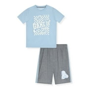 Sleep On It Boys 2-Piece Short-Sleeve Jersey Pajama Shorts Set - Game On , 12-14