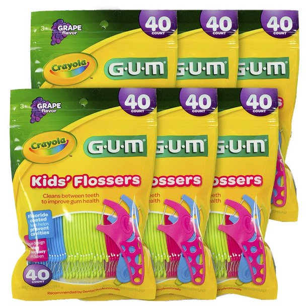 Crayola Kids' Flosser Grape Flavor, 6Pack By Gum