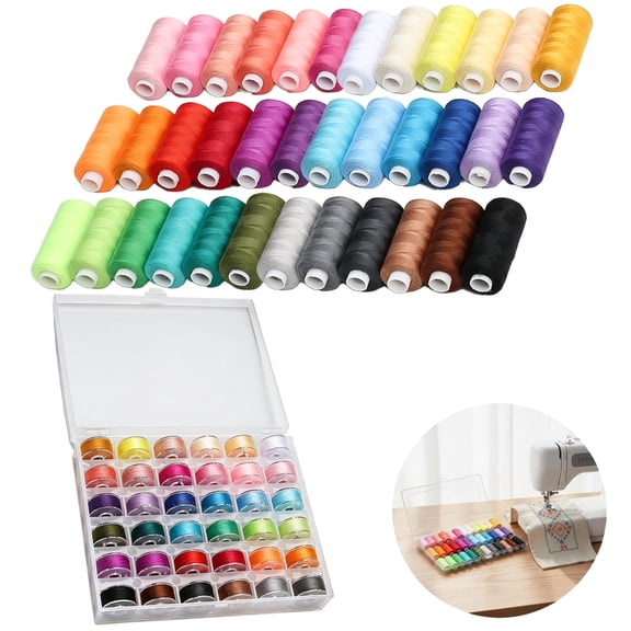 36 Prewound Sewing Machine Bobbins with Thread – 400 Yards Polyester Thread Assortment, 36 Colors in Storage Case for Home & Travel