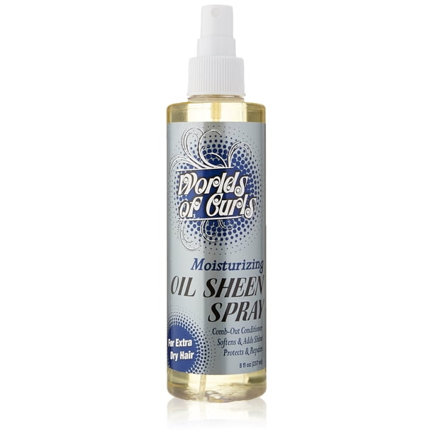Worlds Of Curls Peine Acondicionador y Aceite Brillo Spray Hidratante Cabello Extra Seco 8 Oz