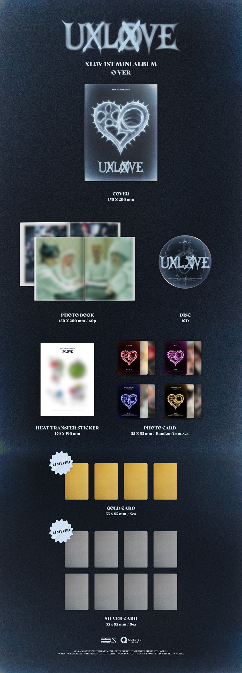 XLOV 1stmusic トレカ 4枚セット XLOV - 1st Mini Album UXLXVE [JUMP UP ENT] PREORDER EXCLUSIVE