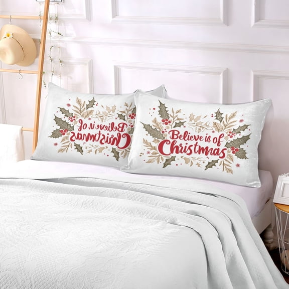 Pillow Case Plush Pillow Red Merry Christmas Painting Wreath Case standard size/King size/Queen size Bed Pillow Pillowcases
