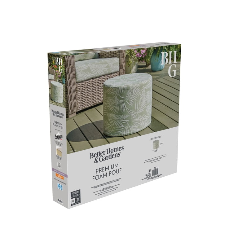 Better Homes & Gardens Outdoor Round Pouf Ottoman, 20 in, 1-Piece