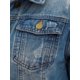 thumbnail image 5 of CHAQUETA DE JEAN PARA MUJER INSPIRADA CHIC, CON CUELLO CAÍDO, MANGAS LARGAS, LAVADA, CON BOTONES, CASUAL, DENIM, L GRIS AZUL, 5 of 6