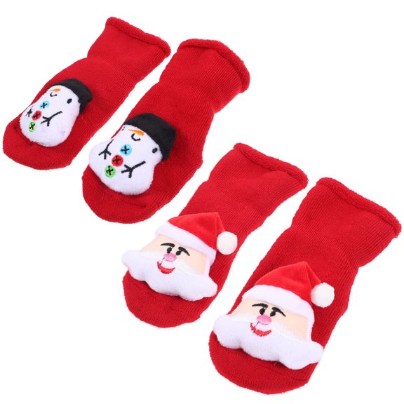 FUTUREORYY 2Pairs Newborn Socks Red Cotton Warmth and Non Skid Grippers for Winter and Christmas 12x8cm