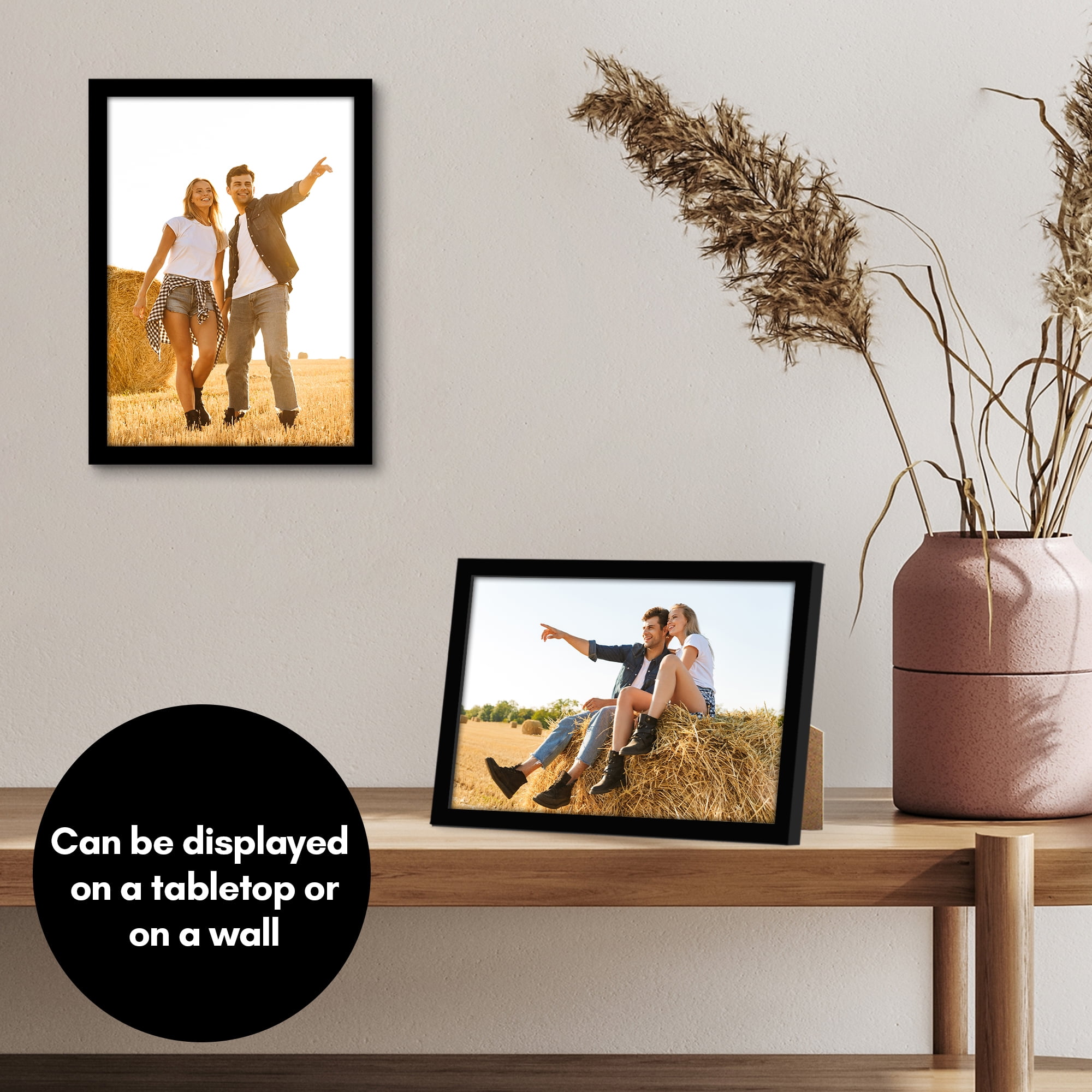 Americanflat 7x10 Picture Frame with Shatter-Resistant Glass Streamline Collection Thin Border Photo - Black