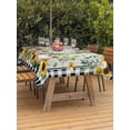 thumbnail image 3 of Outdoor Tablecloths with Umbrella Hole & Zipper, Sunflower Gnomes Tablecloth Rectangle 60x84 Inch, Spring Farmhouse Daisy Leaf Wooden Grain Waterproof Table Cloth, Patio/Pool/Picnic Table Covers, 3 of 8