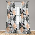 thumbnail image 2 of Floral Design Window Curtains, Contemporary Art Geometric Rose Pattern in Lozen Shapes Print, Lightweight Decor 2-Panel Set with Rod Pocket, Pair of - 28"x63", White Charcoal Grey Amber, by Ambesonne, 2 of 3