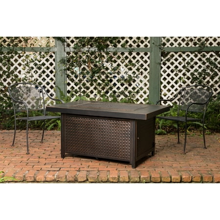 Fire Sense - Weyland Rectangular Aluminum LPG Fire Pit - Antique Bronze