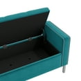 thumbnail image 6 of Homesvale Cashman 52"W x 22.5" H Storage Bench Ottoman with Square Arms for Living Room, Bedroom, Entryway, Turquoise Blue Velvet, 6 of 8