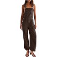 thumbnail image 2 of Jumpsuits for Women Summer Corduroy Overalls for Women Barrel Wide Leg Bib Corduroy Pants Women Adjustable Romper Jumpsuit with Pockets Overalls for Women, 2 of 8