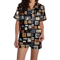 thumbnail image 4 of XINPING Halloween Pajama Set Whimsical Halloween Printed Pajama Notched Collar and Short Sleeves Cozy Home Loungewear In Short Pants for Fall and Holidays M, 4 of 8