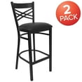 thumbnail image 2 of Flash Furniture 2 Pack HERCULES Series Black ''X'' Back Metal Restaurant Barstool - Black Vinyl Seat, 2 of 9