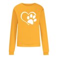thumbnail image 4 of HOMBOM Loose Sweatshirt for Women 2024 Yellow Comfortable Pullover Crew Neck Tops Casual Heart Dog Paw Print Long Sleeve Sweatshirt, 4 of 6