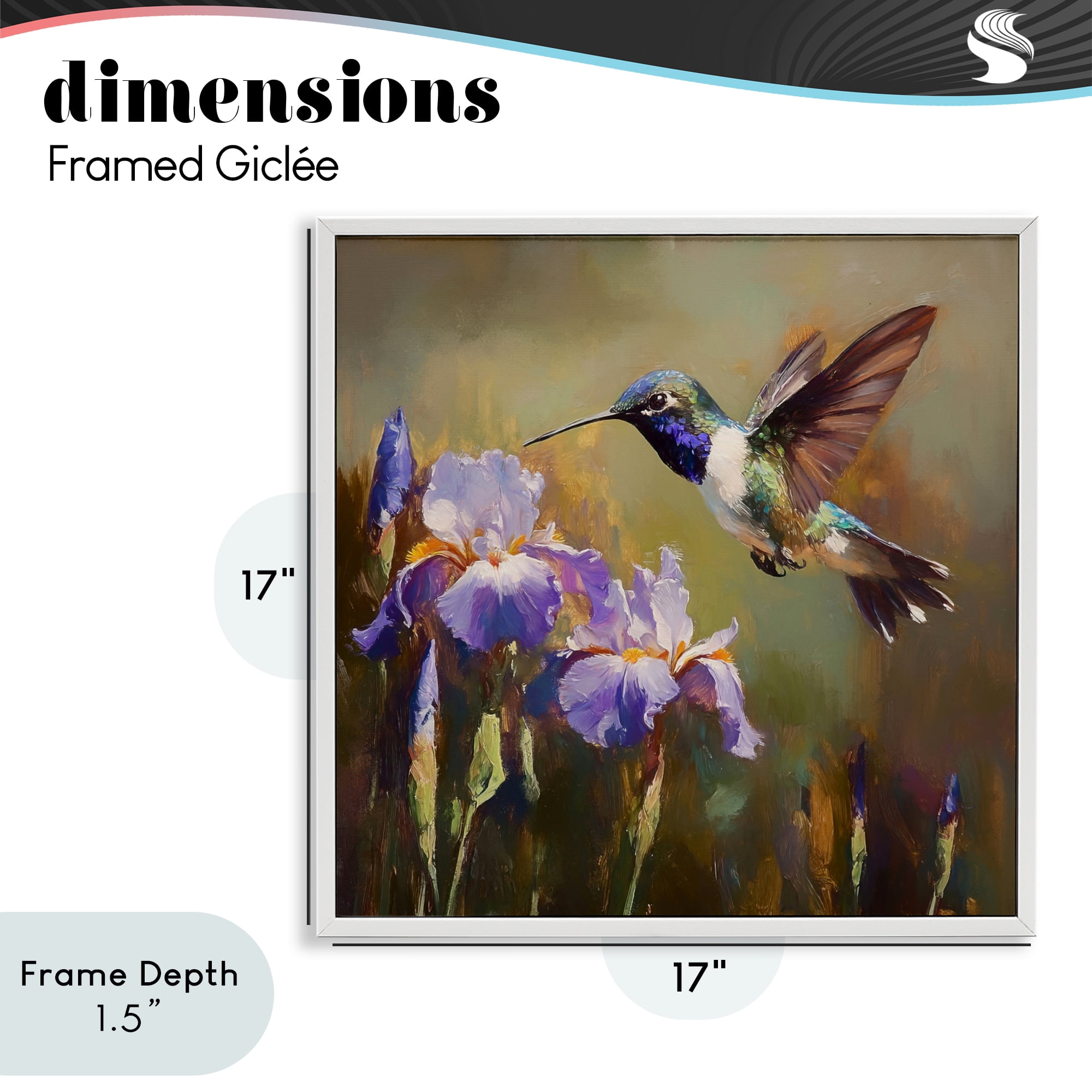 Stupell Industries Hummingbird & Purple Irises White Framed Giclee Art, design by Tina LeCour