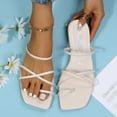 Women Flip Flops Square Toe Strap Beach Sandals Fairy Fashion Slippers Flat Bottom Open Toe