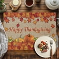 thumbnail image 4 of Pumpkin Happy Thanksgiving Placemats Set of 4 Fall Maple Leaf Brown Linen Heat Insulated Linen Place Mats, Washable Stain-Proof Table Mats for Dining Tables Holiday Decor 13x19inch, 4 of 9