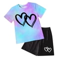 thumbnail image 4 of NIEWTR 6-7 Years Teen Girls Summer Outfits Tie Dye Set Cap Sleeve T Shirt And Elastic Waist Shorts 2 Piece Clothing Sets Top and Flare Pants Set A43-Blue, 4 of 4