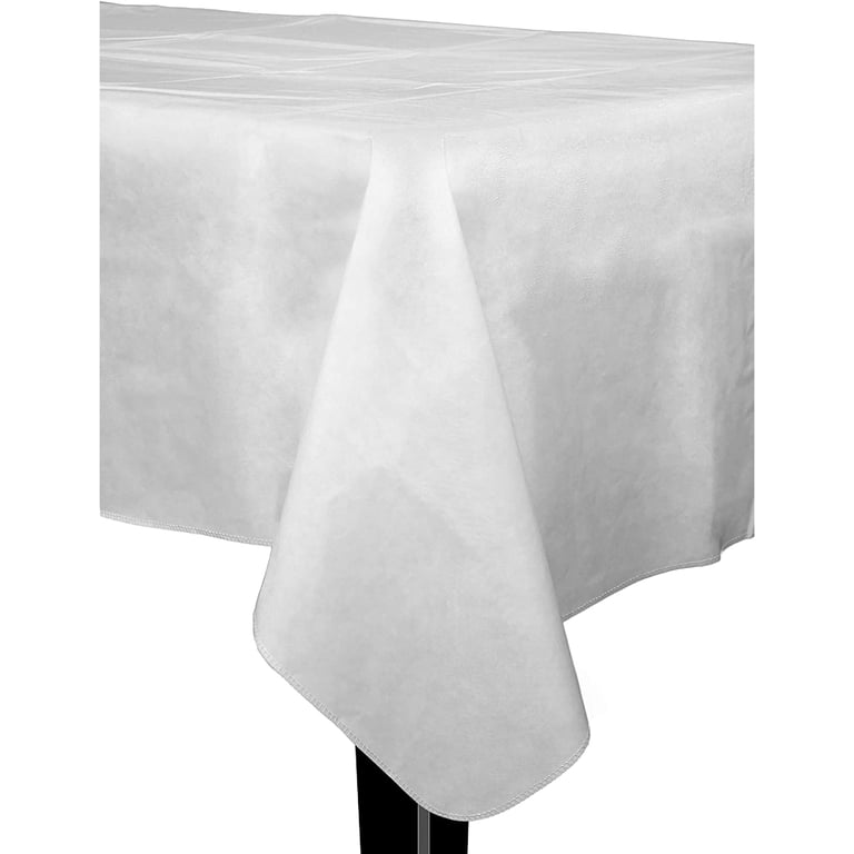 Crown Display White Flannel-Backed Vinyl Tablecloth, 54" x 70" photo 8