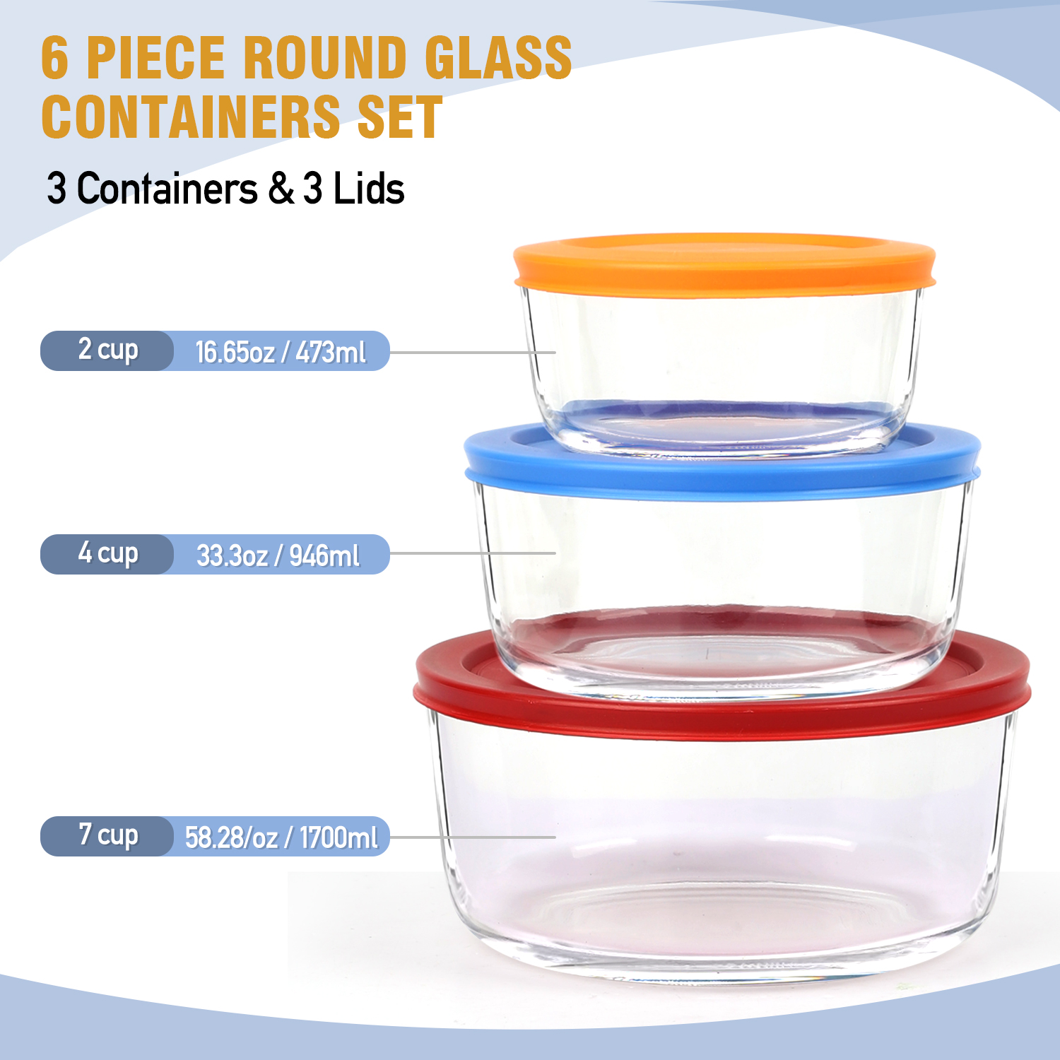 TAIMASI 6-Piece Glass Food Storage Container Set photo 2