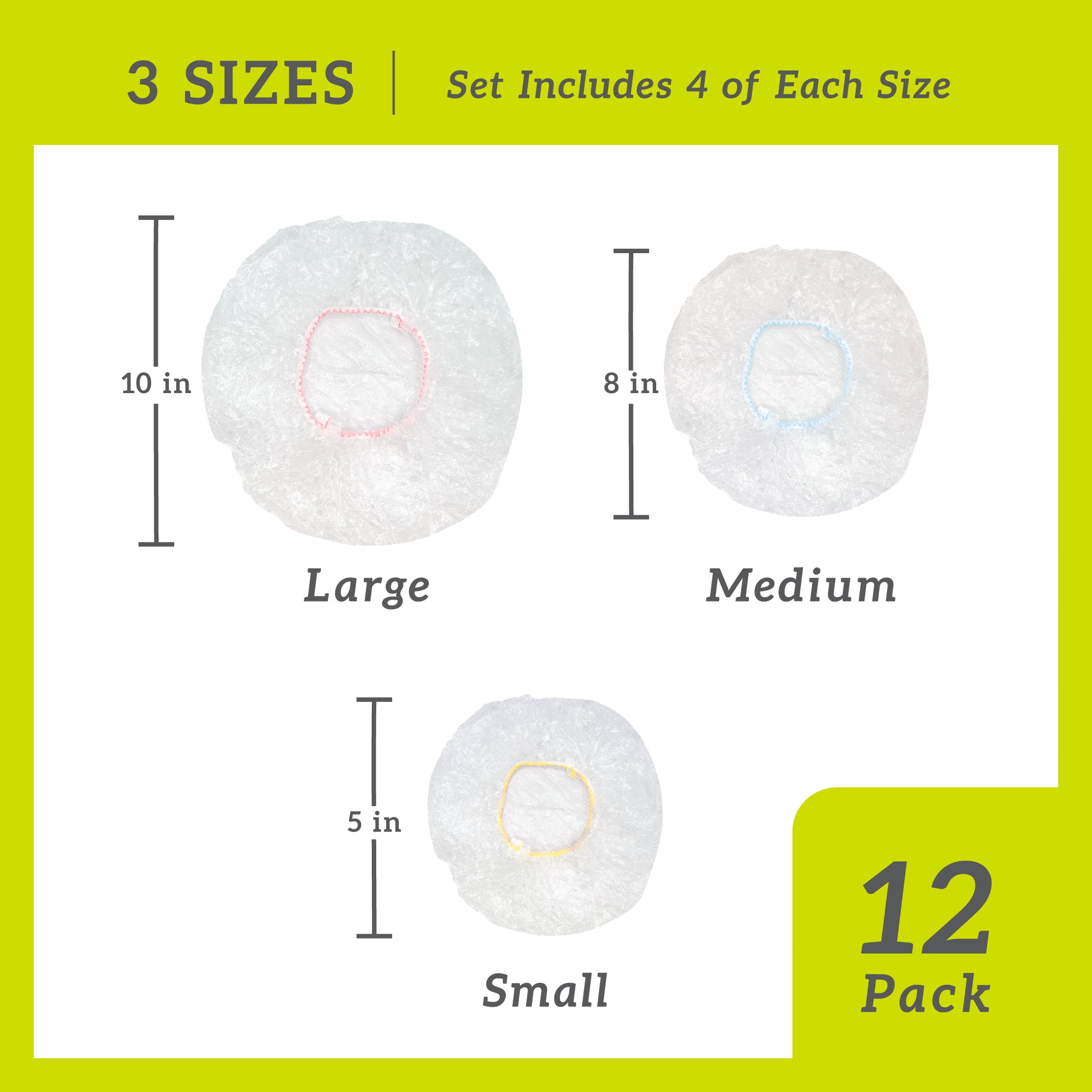 Gourmet Club Reusable Plastic Stretch to Fit Bowl Covers, 12 Count Variety Pack