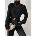 thumbnail image 5 of Sweater for Women High Neck Ribbed Knit Sweater Trendy Clothes Black M, 5 of 8