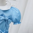 thumbnail image 6 of Wdgfv Girls Summer Dresses Casual Playground School Daily Wear Toddler Kids Bow Tie Collar Dress For 3 7 Years Old Outdoor Sleeve Blue 3-4 Years, 6 of 7