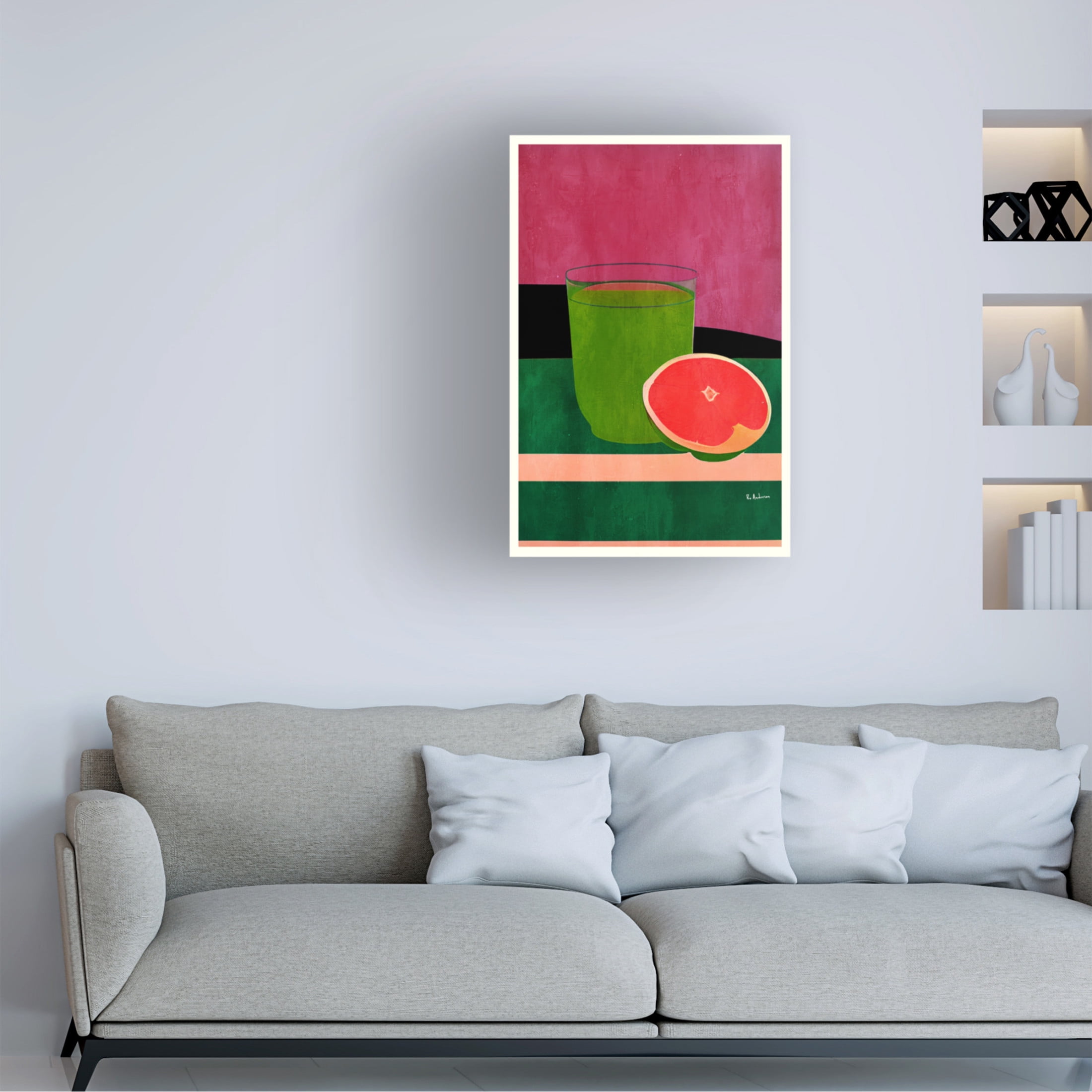 Canvas Wall Art - Bo Anderson 'Pink, Little Grapefruit' Wall Art for Living Room, Bedroom, or Office D?cor by Trademark Fine Art - 16 x 24 Inches