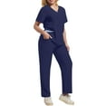 thumbnail image 5 of Fgvctg Jogger Scrubs for Women Plus Size Nursing Uniforms Petite V-Neck Scrub Pants and Tops Scrub Joggers Medical Scrub Sets with Pockets Navy XL, 5 of 5