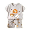 thumbnail image 3 of YUSIM Toddler Boys Summer Outfits Set- Short Sleeve Soft Cotton Casual Cute Kids T Shirts and Shorts Clothes Gray Size 4 T, 3 of 4