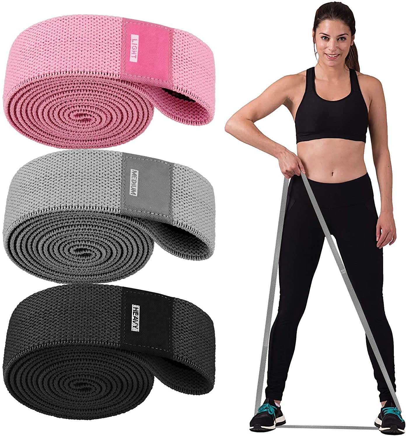 Cloth Fabric Resistance Booty Bands Loop Set of 3 Exercise Workout Fitness Gym 