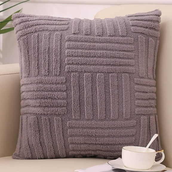 Furry Pillow Cover Shu Velvet Polyester | 17.7x17.7 in Soft Decorative Throw Pillowcase | Invisible Zipper | Washable | Sofa Couch Office Lumbar Support | Outdoor Use | 1 Pack