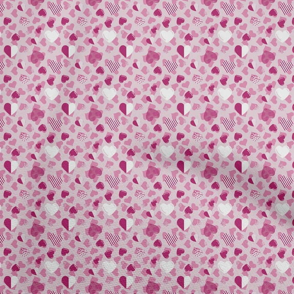 oneOone Cotton Flex Light Pink Fabric Heart Fabric For Sewing Printed Craft Fabric By The Yard 40 Inch Wide