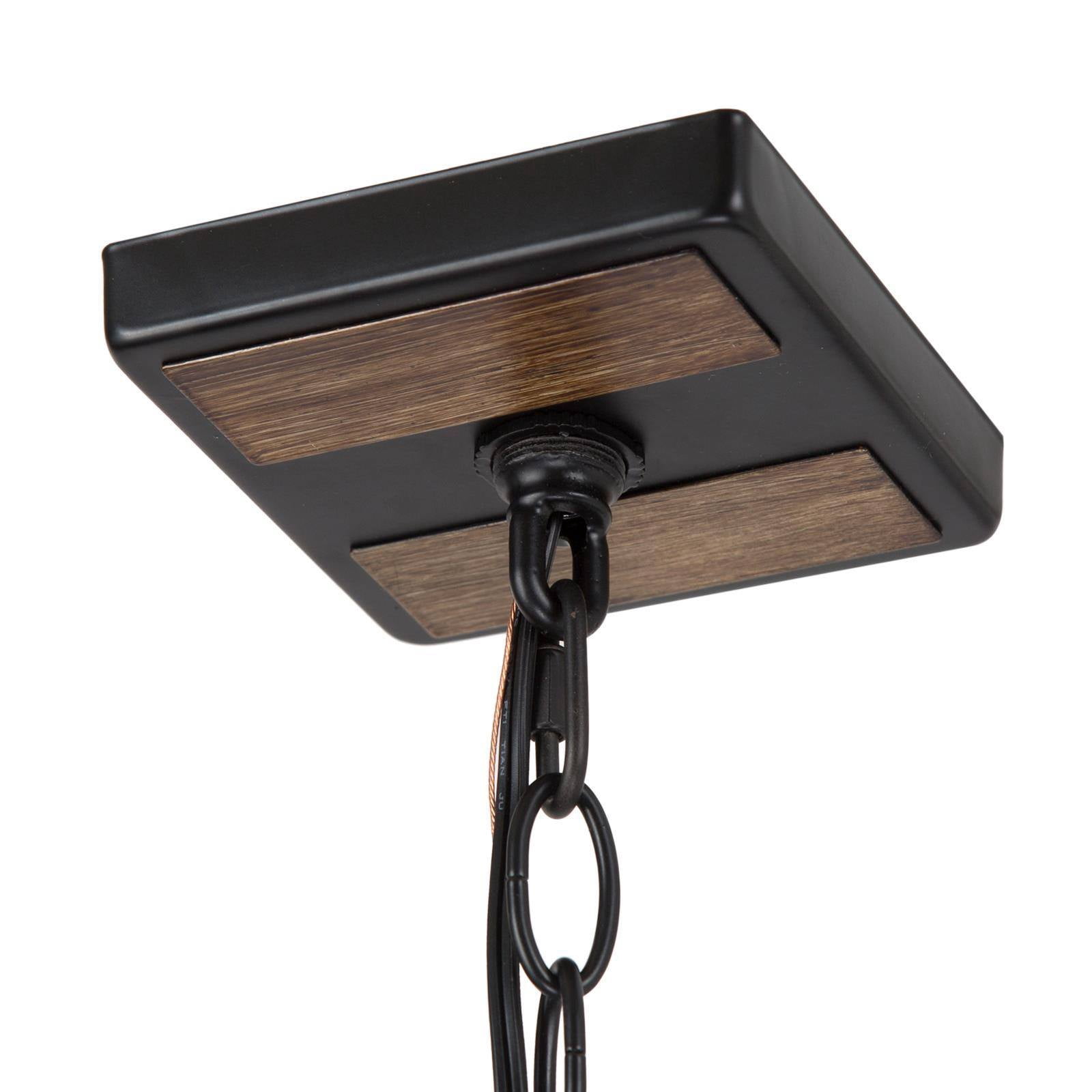 LNC 4-Light Black and Brown Wood Sputnik LED Pendant for Kitchen Island