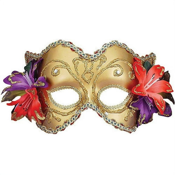Venetian Gold with Flowers Mask