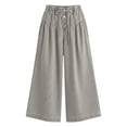 thumbnail image 5 of Womens Denim Wide Leg Pants Elastic Waist Palazzo Pants Drawstring Flowy Culottes Casual Travel Light Blue XL, 5 of 5