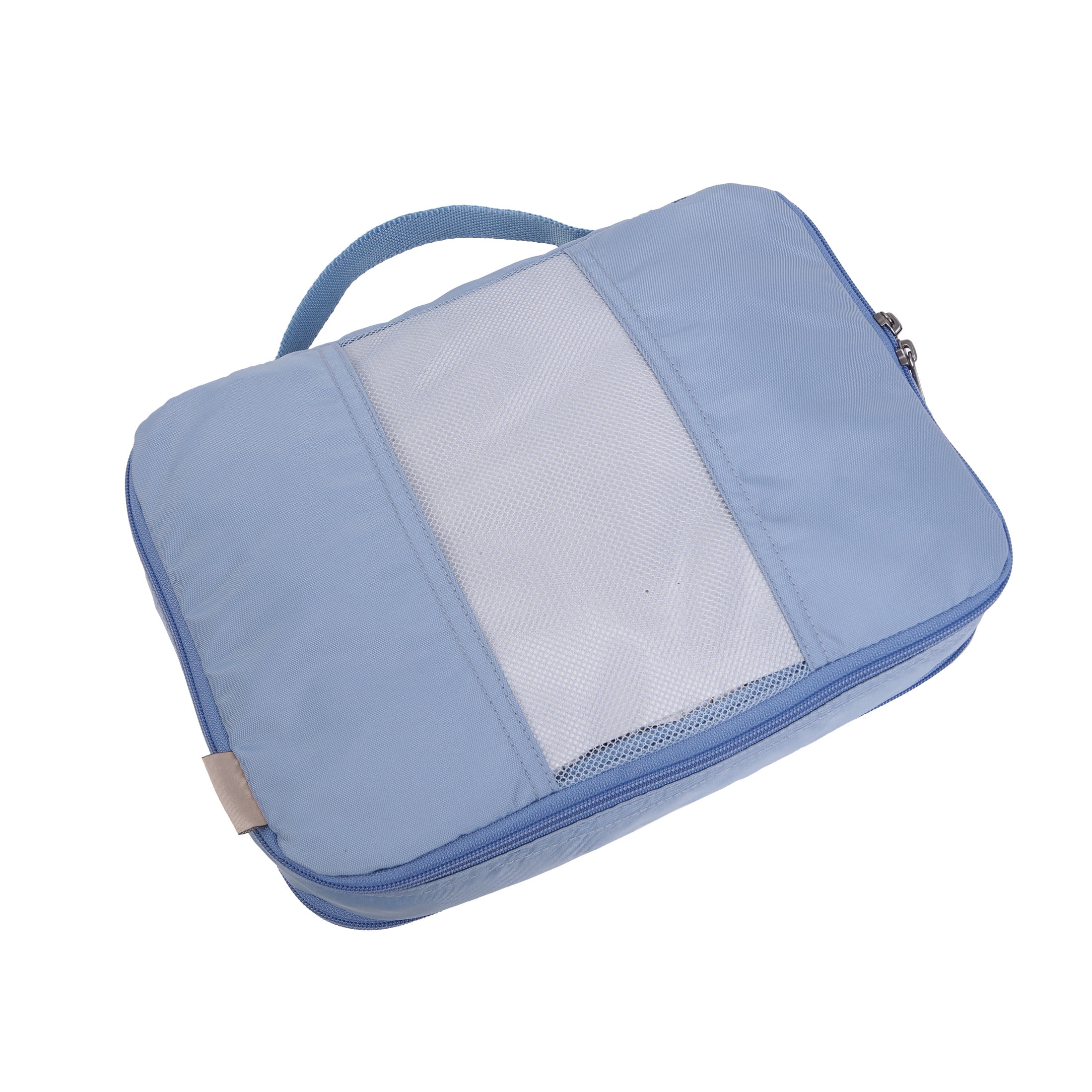 btL Brand 4 Piece Nylon Mesh Front Zippered Expandable Compression Packing Cubes, Blue Shadow