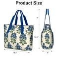 thumbnail image 3 of Tote Bag for Women - Blue Floral Pattern Shoulder Bag - Large Utility Work Duffle Bag with Zipper Handbag for Travel, Work, Sprots, 3 of 5