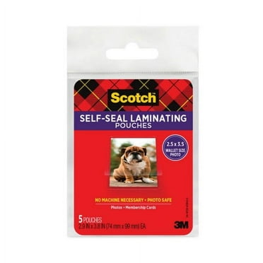 6PK Scotch Self-Sealing Laminating Pouches, 9.5 mil, 2.81" x 3.75", Gloss Clear, 5/Pack (PL903G)