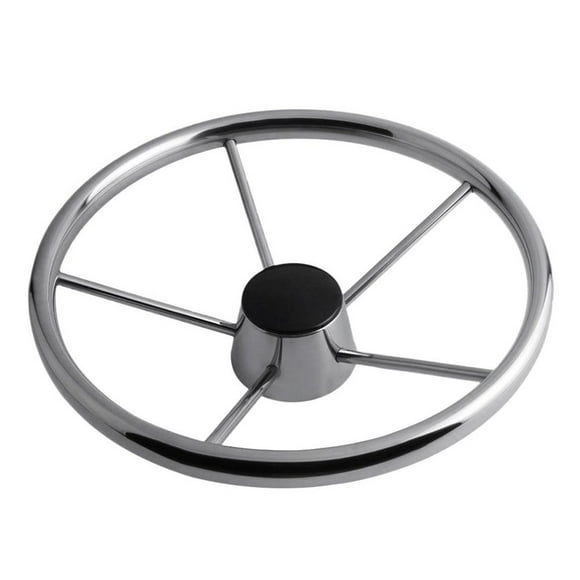 Premium Durable Boat Steering Wheel Stainless Steel 5 Spoke 25 Degree 3/4‘‘ Shaft for Marine Yacht