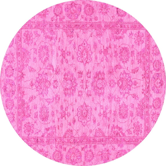 Ahgly Company Indoor Round Oriental Pink Traditional Area Rugs, 8' Round
