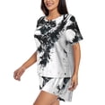 thumbnail image 2 of Goofa Abstract Eagle Ink for Womens Cotton 2 Piece Pajamas Set Classic Short Sleeve Pjs Set Soft Button Down Sleepwear Loungewear-4X-Large, 2 of 7