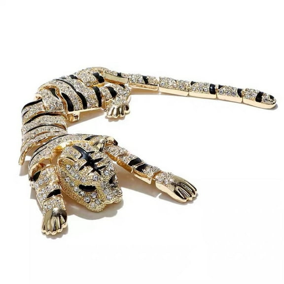 Rhinestone Silver Gold Color Tiger Brooch Winter Fashion Jewelry Beautiful