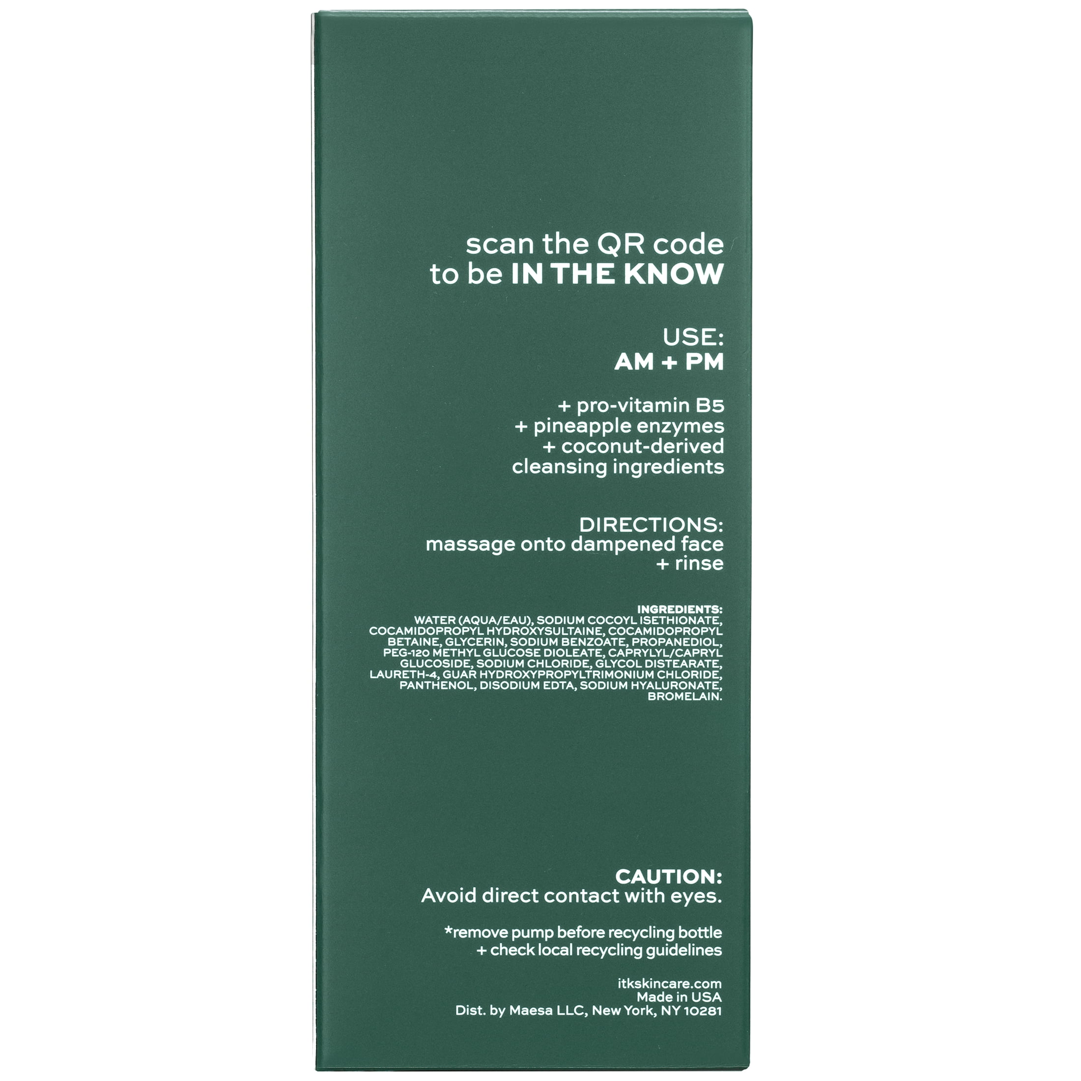 ITK Skincare Face Wash Foaming Gentle Cleanser + Moisture + Makeup Remover, 5oz