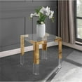 thumbnail image 4 of Home Square Squared Glass Top End Table in Gold - Set of 2, 4 of 4