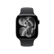 Apple Watch Series 11 [GPS 42mm] Smartwatch with Jet Black Aluminum Case with Black Sport Band - S/M