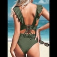 thumbnail image 4 of Traje de Baño de una Pieza con Volantes para Mujer, Escote en V, Cordones, Verde, Talla XXL, 4 of 6