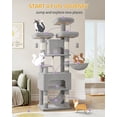 thumbnail image 5 of Cat Tree, 69.3‑Inch Tall Multi‑Level Cat Tower for Indoor Cats with 7 Sisal Scratching Posts, 3 Platforms and 2 Cat Caves, Suitable for Indoor Cats, Light Gray, 5 of 8